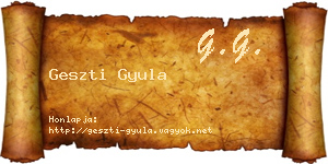 Geszti Gyula névjegykártya
